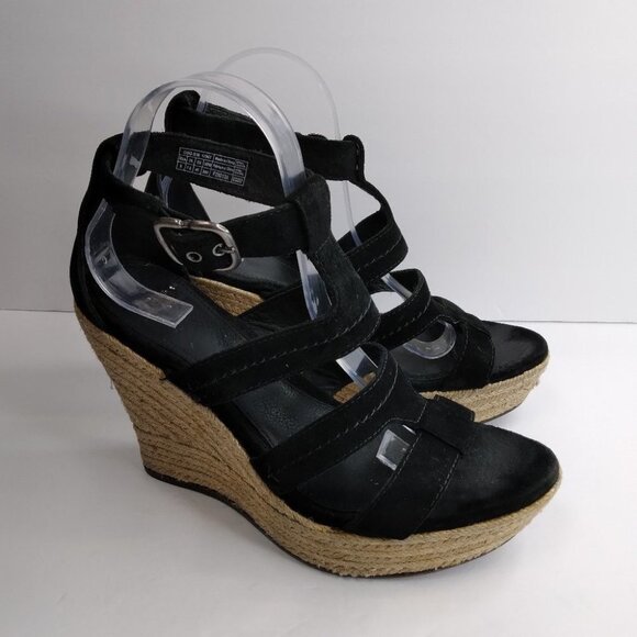 UGG LAURI 1000403 Black Suede Wedges Platform size 9 - Picture 1 of 14